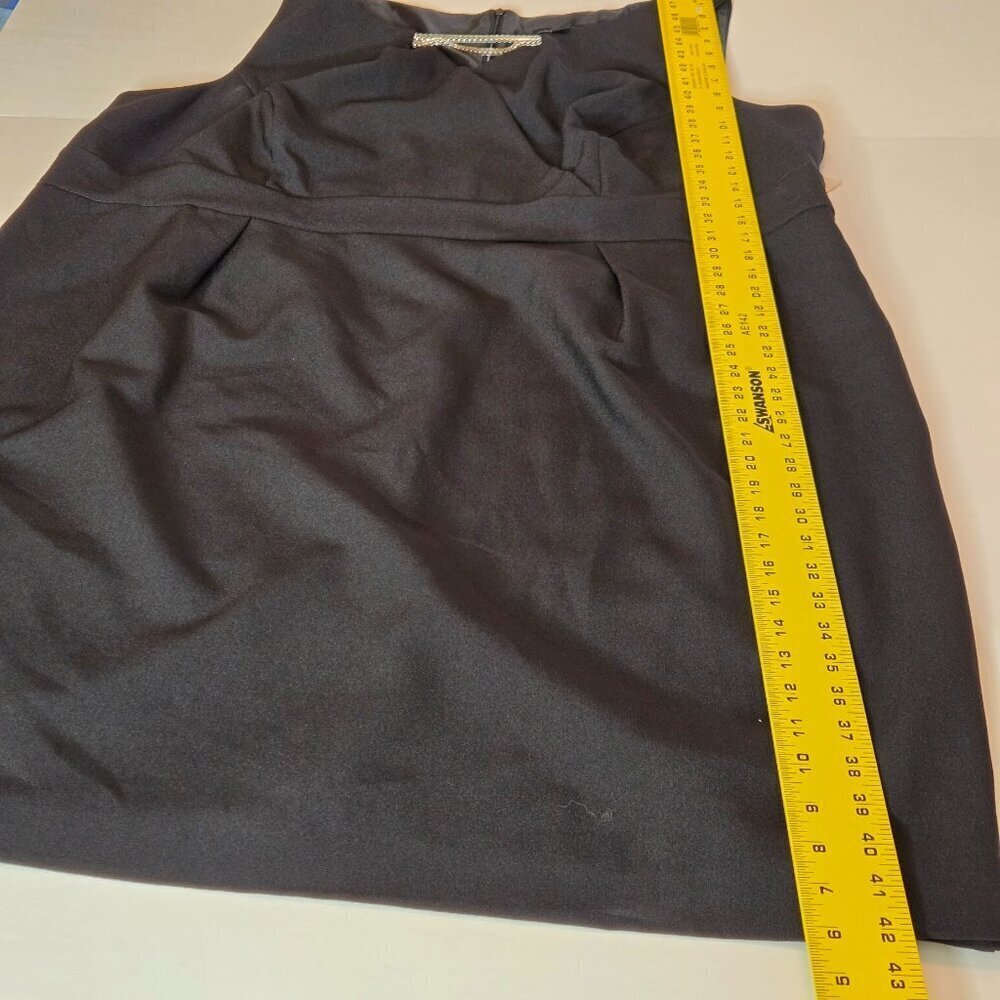 Le Bos Black Sleeveless Midi Dress Silver Front Chain Accent Plus Sz 22W - Picture 13 of 16